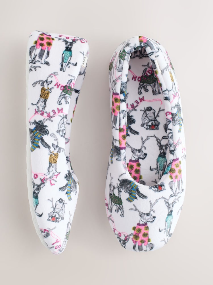 White Dogs Plush Ballet Slippers - Image 1 of 11