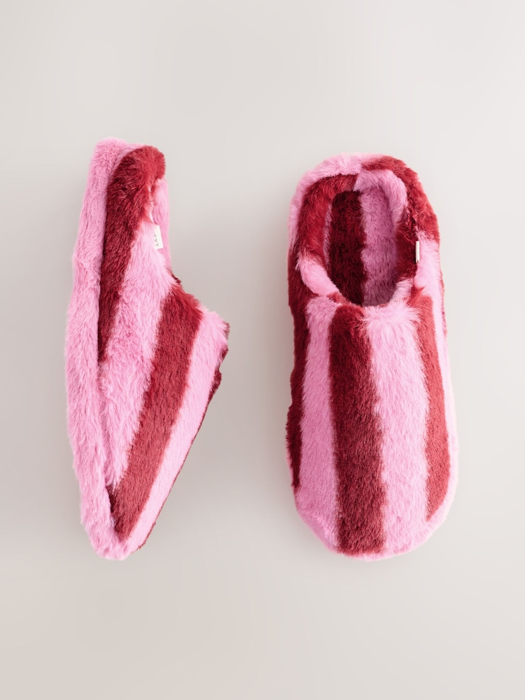 Pink Stripe Mule Slippers - Image 1 of 5