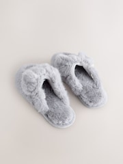 Grey Koala Faux Fur Mule Slippers - Image 2 of 8