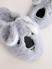 Grey Koala Faux Fur Mule Slippers - Image 6 of 8