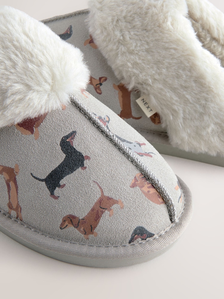 Grey Sausage Dog Suede Mule Slippers - Image 9 of 9 Grey Sausage Dog Suede Mule Slippers - Image 9 of 9