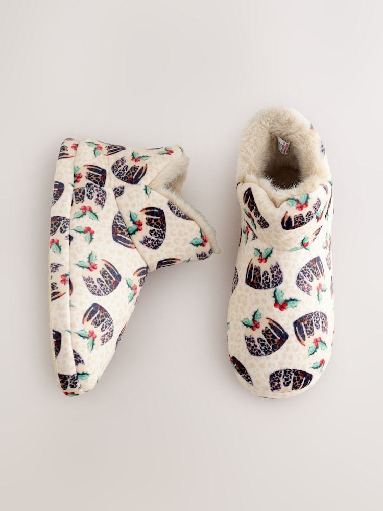 Ecru Pudding Plush Boot Slippers - Image 1 of 10