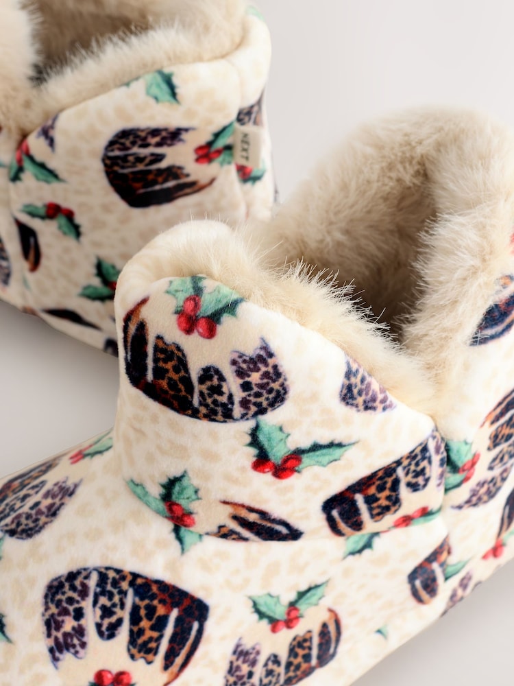 Ecru Pudding Plush Boot Slippers - Image 10 of 10