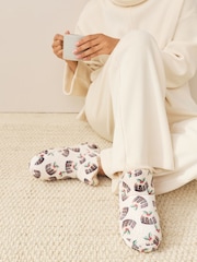 Ecru Pudding Plush Boot Slippers - Image 2 of 10