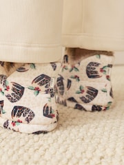 Ecru Pudding Plush Boot Slippers - Image 4 of 10