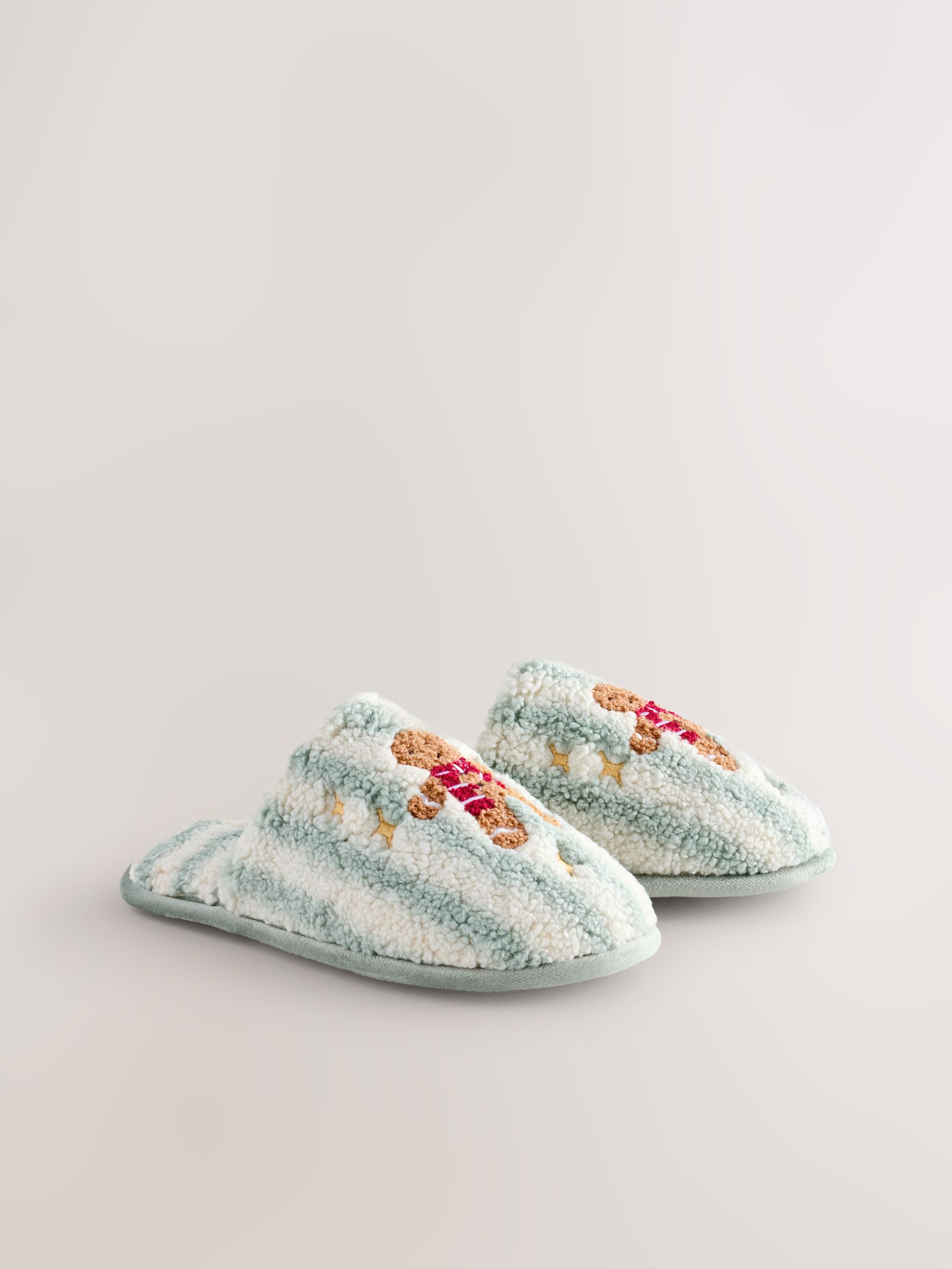 Buy Blue Gingerbread Mule Borg Slippers from the Next UK online shop
