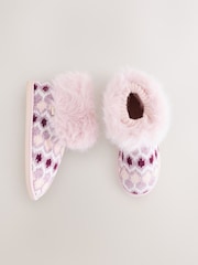 Pink Knit Boot Slippers - Image 1 of 5
