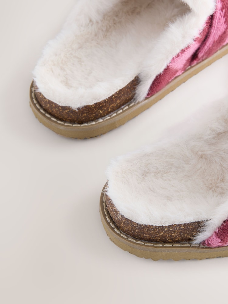 Pink Argyle Footbed Buckle Slippers - Image 5 of 5