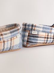 Blue Check Moccasin Brushed Slippers - Image 5 of 6