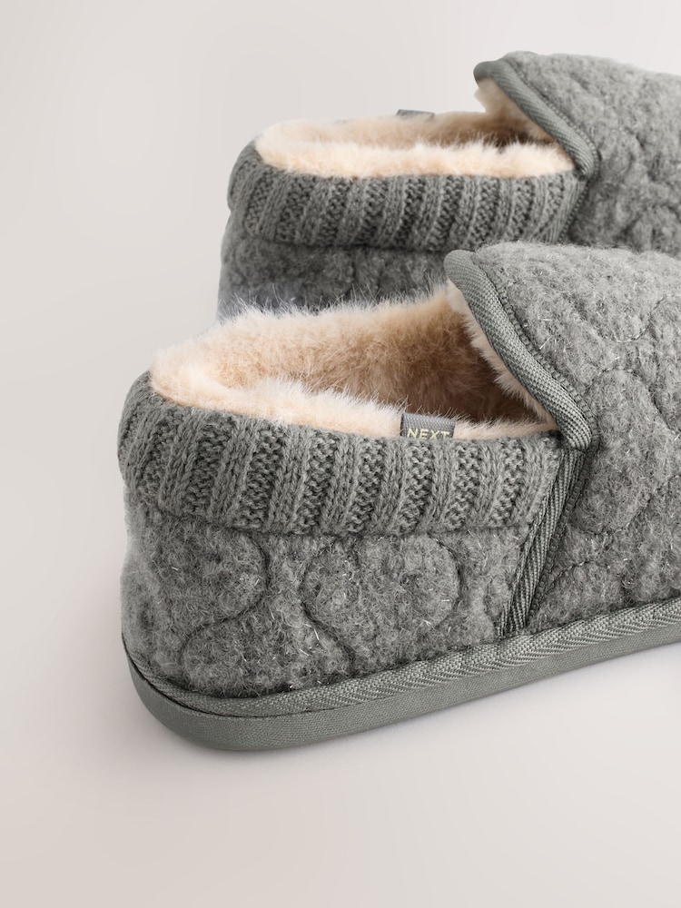 Grey Sparkle Quilted Shoot Slippers - Image 8 of 8