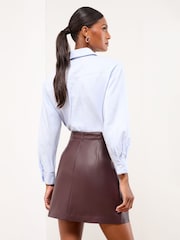 Lipsy Burgundy Red Faux Leather Petite Mini Skirt - Image 4 of 4