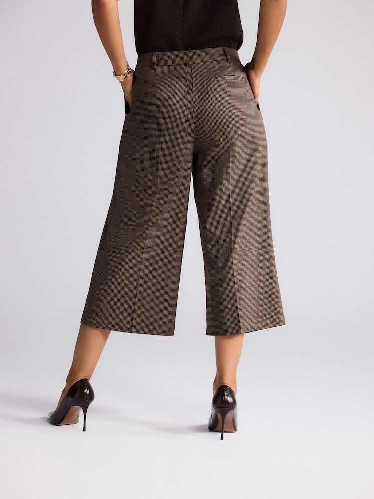 Brown Checked Tailored Culottes - Image 2 of 7 Brown Checked Tailored Culottes - Image 2 of 7
