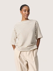 Soaked in Luxury Loose Fit Ingina Slash Neck White Sweatshirt - Image 1 of 6