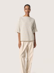 Soaked in Luxury Loose Fit Ingina Slash Neck White Sweatshirt - Image 3 of 6