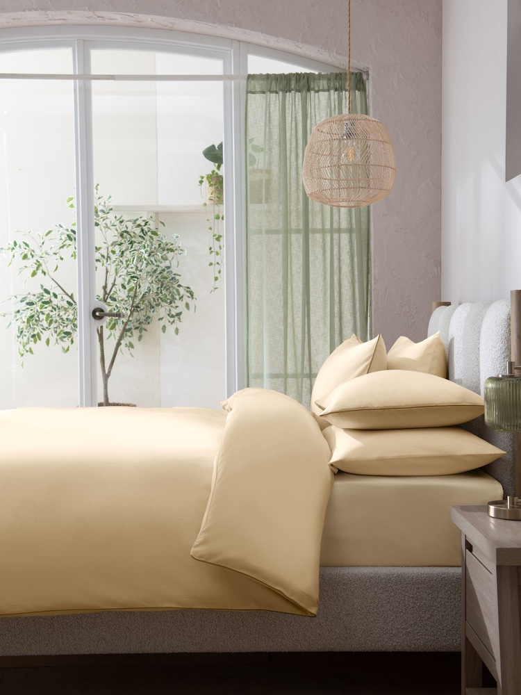 Dark Green Cotton Rich Piped Edge Duvet Cover and Pillowcase Set - Image 1 of 4