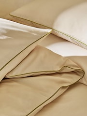 Dark Green Cotton Rich Piped Edge Duvet Cover and Pillowcase Set - Image 3 of 4