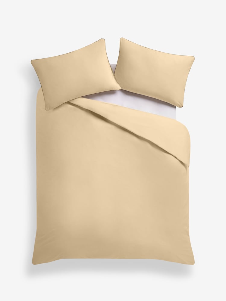 Dark Green Cotton Rich Piped Edge Duvet Cover and Pillowcase Set - Image 4 of 4