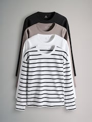 The Set 4 Pack Long Sleeve Heavyweight Relaxed T-Shirts - Imagen 1 de 7