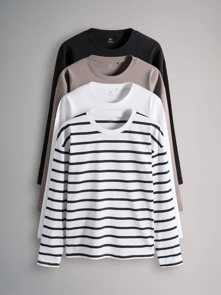The Set 4 Pack Long Sleeve Heavyweight Relaxed T-Shirts - Imagen 1 de 7