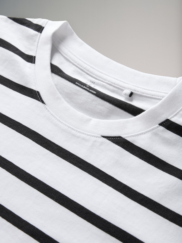 The Set Black/Taupe Brown/Stripe/White 4 Pack Long Sleeve Heavyweight Relaxed T-Shirts - Image 6 of 7
