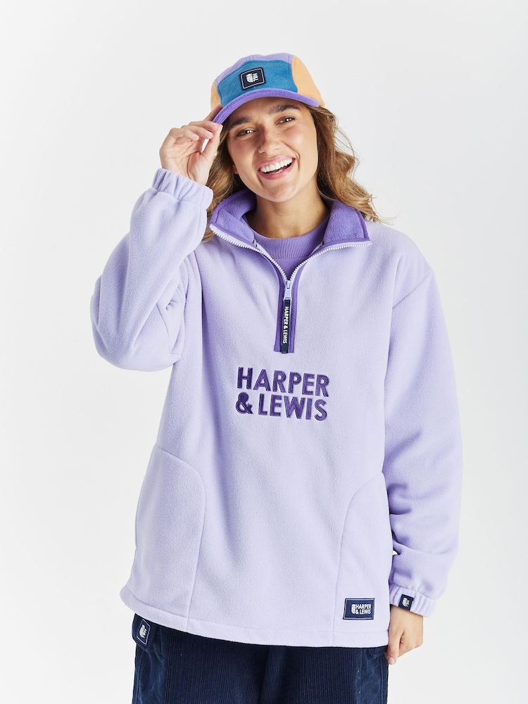 Harper & Lewis Lavender Purple Elsa Quarter Zip Fleece - Image 2 of 7 Harper & Lewis Lavender Purple Elsa Quarter Zip Fleece - Image 2 of 7