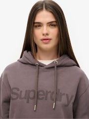 Superdry Grey Oversized Core Logo City 100% Cotton Hoodie - Image 3 of 4