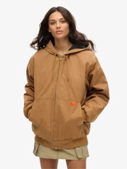 Superdry Brown Oversized Surplus Hooded 100% Cotton Bomber Jacket - Image 2 of 4