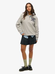 Superdry Grey Oversized Vintage Athletic Zip Henley 100% Cotton Jumper - Image 2 of 3