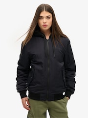 Superdry Black Oversized Military Hooded MA1 100% Cotton Jacket - Image 1 of 4