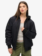 Superdry Black Oversized Military Hooded MA1 100% Cotton Jacket - Image 2 of 4