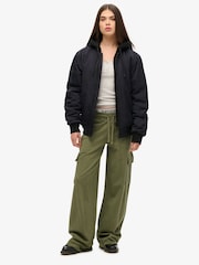 Superdry Black Oversized Military Hooded MA1 100% Cotton Jacket - Image 3 of 4