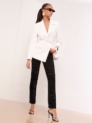 Lipsy Black Flocked Zebra Print High Waist Straight Leg Jeans - Image 2 of 4