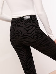 Lipsy Black Flocked Zebra Print High Waist Straight Leg Jeans - Image 4 of 4