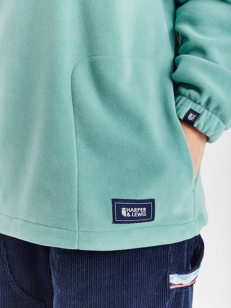 Harper & Lewis Sage Green Ocean Quarter Zip Fleece - Image 5 of 7