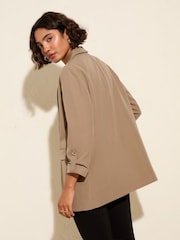 Friends Like These Mocha Neutral Edge to Edge Tailored Sleeve Detail Blazer - Image 5 of 5