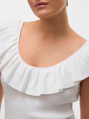 VERO MODA White Knitted Ruffle Detail Top - Image 3 of 5