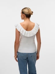 VERO MODA White Knitted Ruffle Detail Top - Image 4 of 5