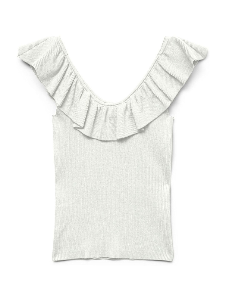 VERO MODA White Knitted Ruffle Detail Top - Image 5 of 5 VERO MODA White Knitted Ruffle Detail Top - Image 5 of 5