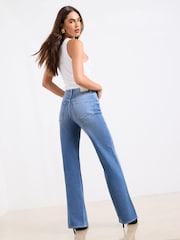 Lipsy Mid Wash Blue Hourglass Mid Rise Wide Leg Jeans - Image 3 of 5