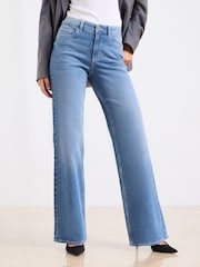 Lipsy Mid Wash Blue Hourglass Mid Rise Wide Leg Jeans - Image 4 of 5