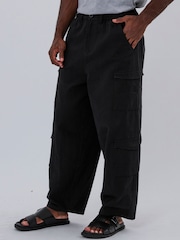 Religion Black Multi Pocket Cargo 100% Cotton Trousers - Image 2 of 6