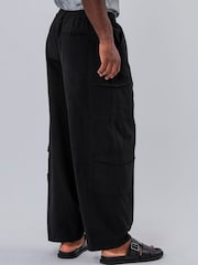 Religion Black Multi Pocket Cargo 100% Cotton Trousers - Image 4 of 6