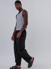 Religion Black Multi Pocket Cargo 100% Cotton Trousers - Image 5 of 6