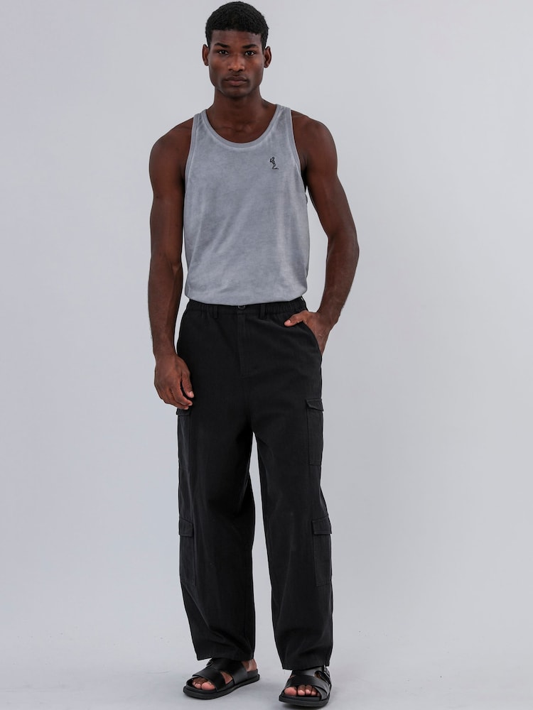 Religion Black Multi Pocket Cargo 100% Cotton Trousers - Image 6 of 6