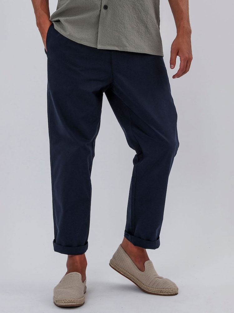 Religion Blue 100% Cotton Lightweight Basic Chino Trousers - Image 1 of 6