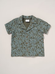 Lily & Jack Printed Muslin 100% Cotton Shirt, Shorts and Bucket Hat Brown Outfit Set - Image 3 of 5