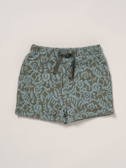 Lily & Jack Printed Muslin 100% Cotton Shirt, Shorts and Bucket Hat Brown Outfit Set - Image 4 of 5