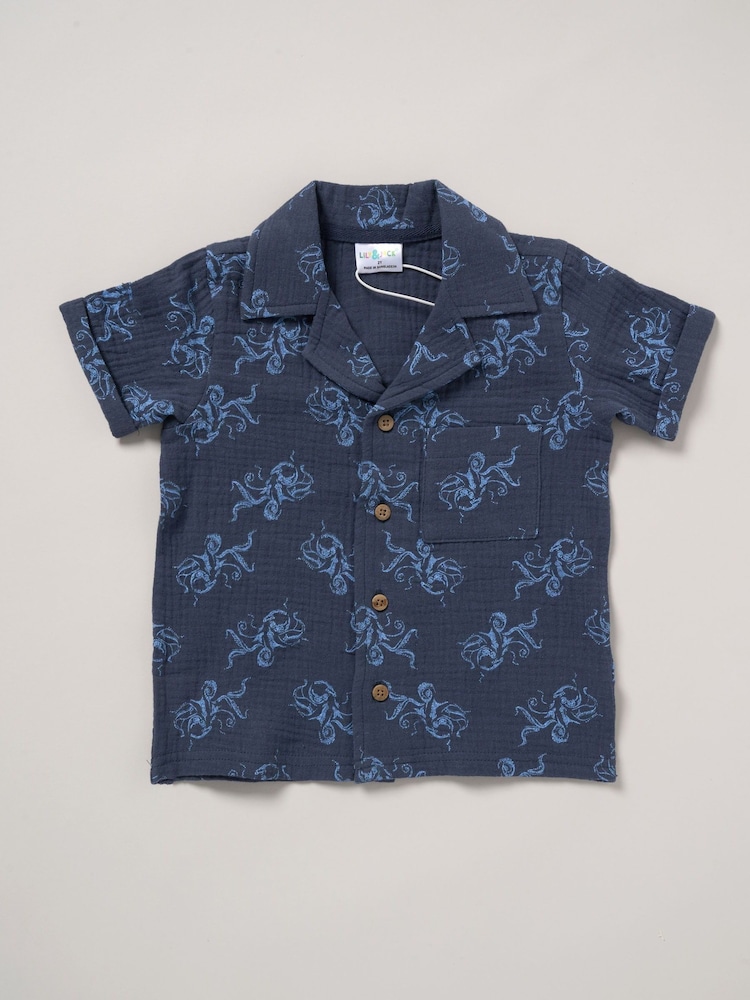 Lily & Jack Muslin Printed 100% Cotton Shirt, Shorts and Bucket Hat Outfit Set - Image 2 of 4