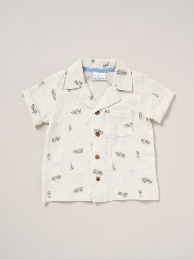 Lily & Jack Muslin Printed 100% Cotton Shirt, Shorts and Bucket Hat Outfit Set - Image 2 of 5