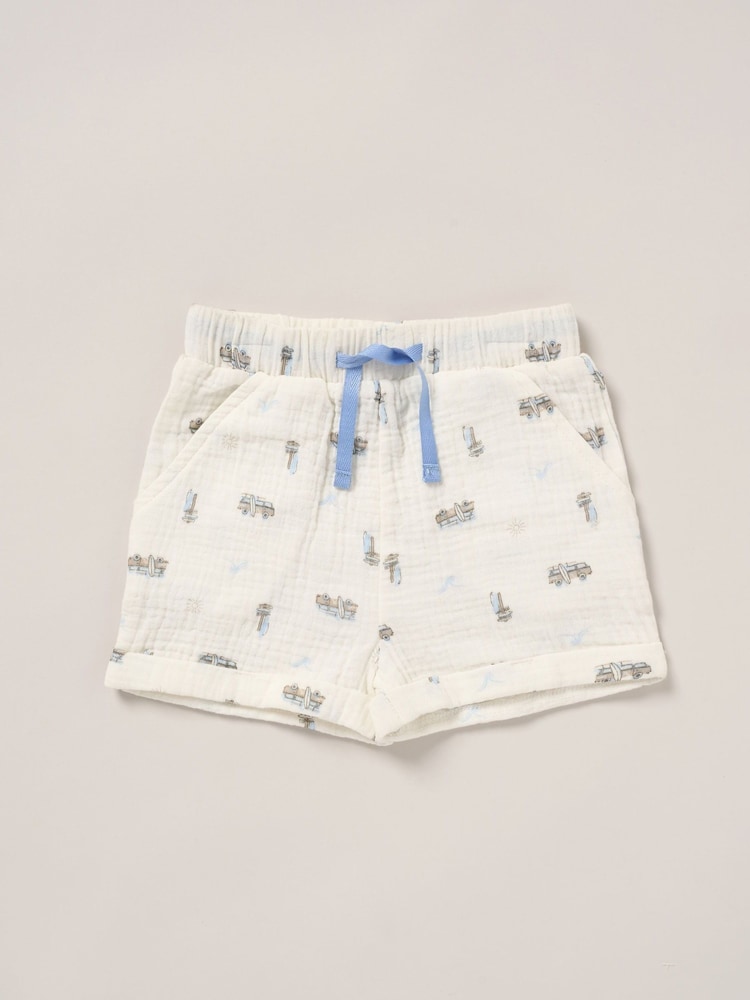 Alb - Set ținută Lily & Jack Muslin imprimat 100% bumbac, cămașă, pantaloni scurți și pălărie model pescar - Image 3 of 5